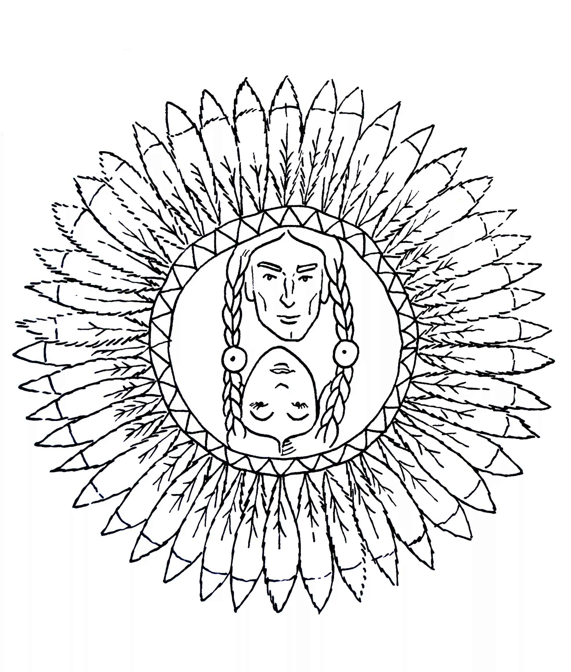 Mandala indiana (Mandalas de Nível de Dificuldade : Fácil (para crianças))