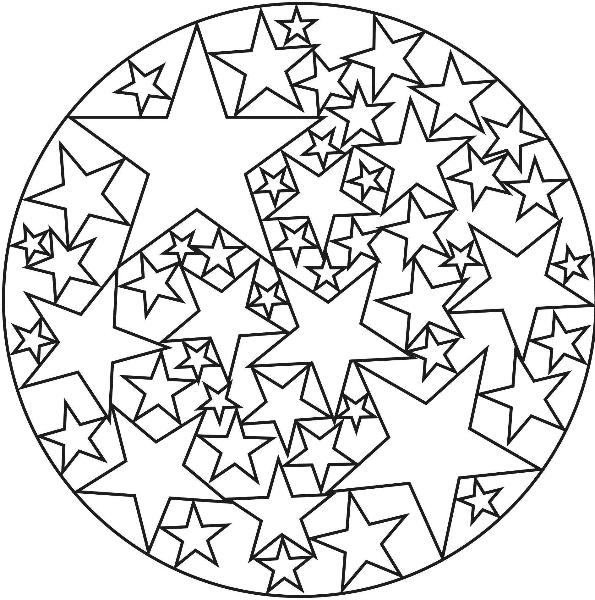 Mandala com estrelas (Mandalas de Nível de Dificuldade : Fácil (para crianças))