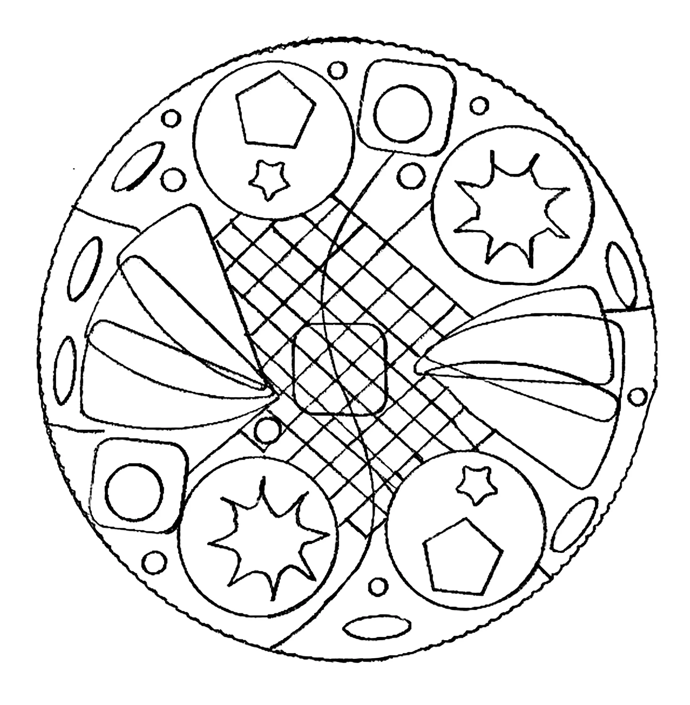 Mandala muito fácil (Mandalas de Nível de Dificuldade : Fácil (para crianças))