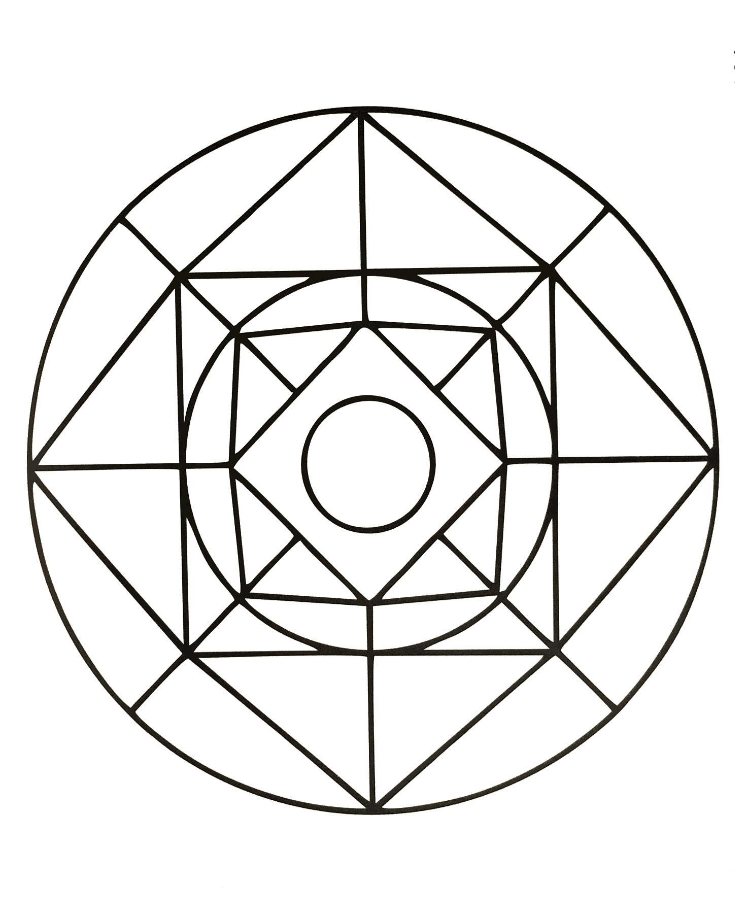 Mandalas quadradas e redondas (Mandalas de Nível de Dificuldade : Fácil (para crianças))