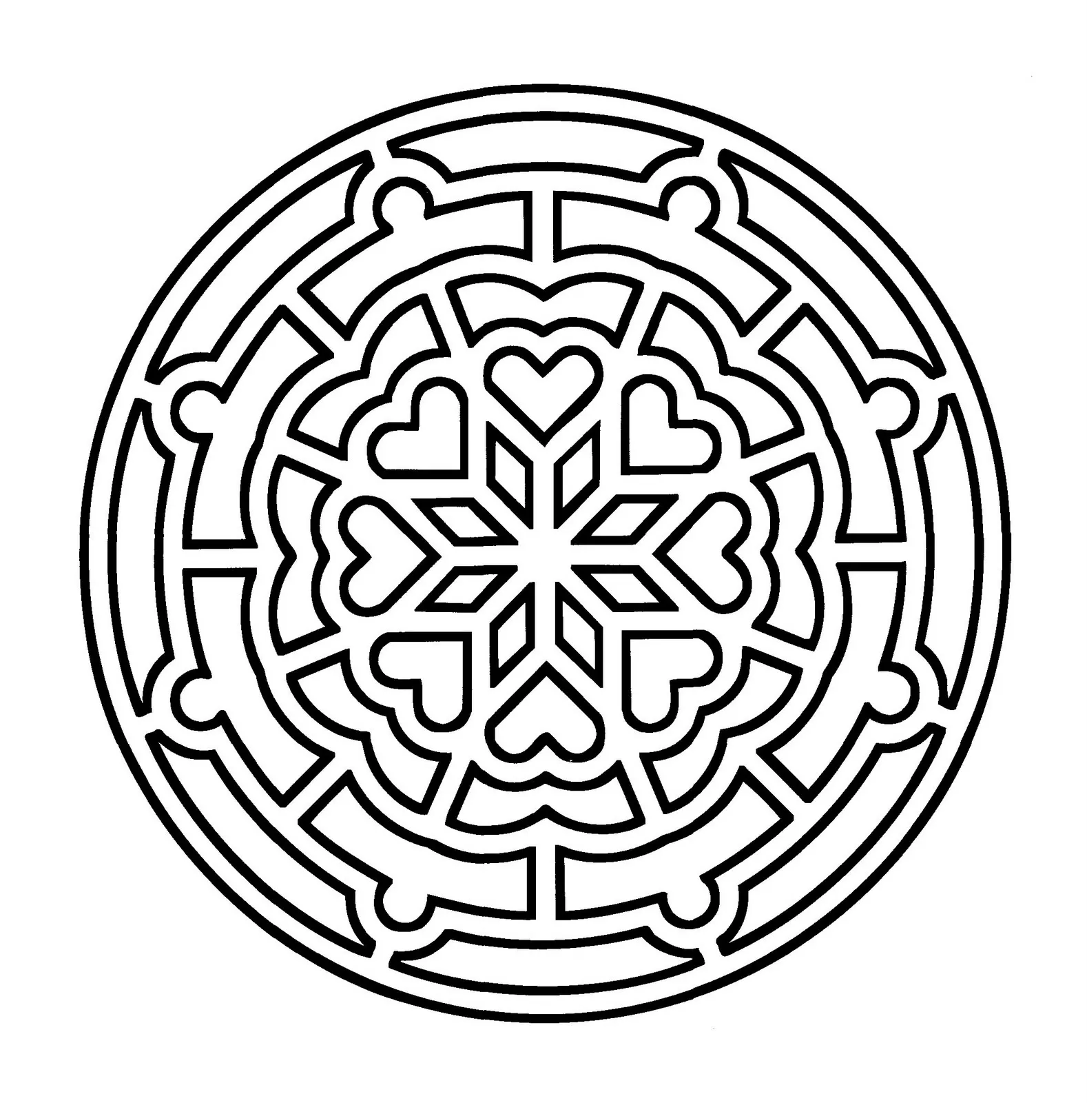 Mandala de linhas grossas (Mandalas de Nível de Dificuldade : Fácil (para crianças))