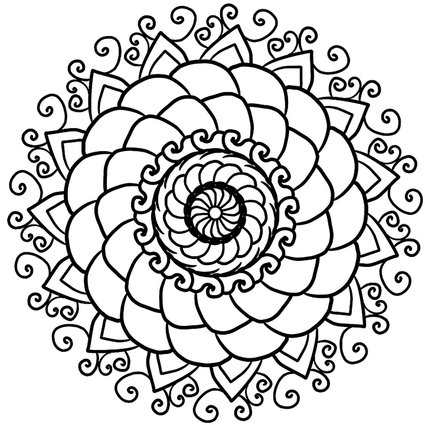 Mandala bonita e simples (Mandalas de Nível de Dificuldade : Fácil (para crianças))