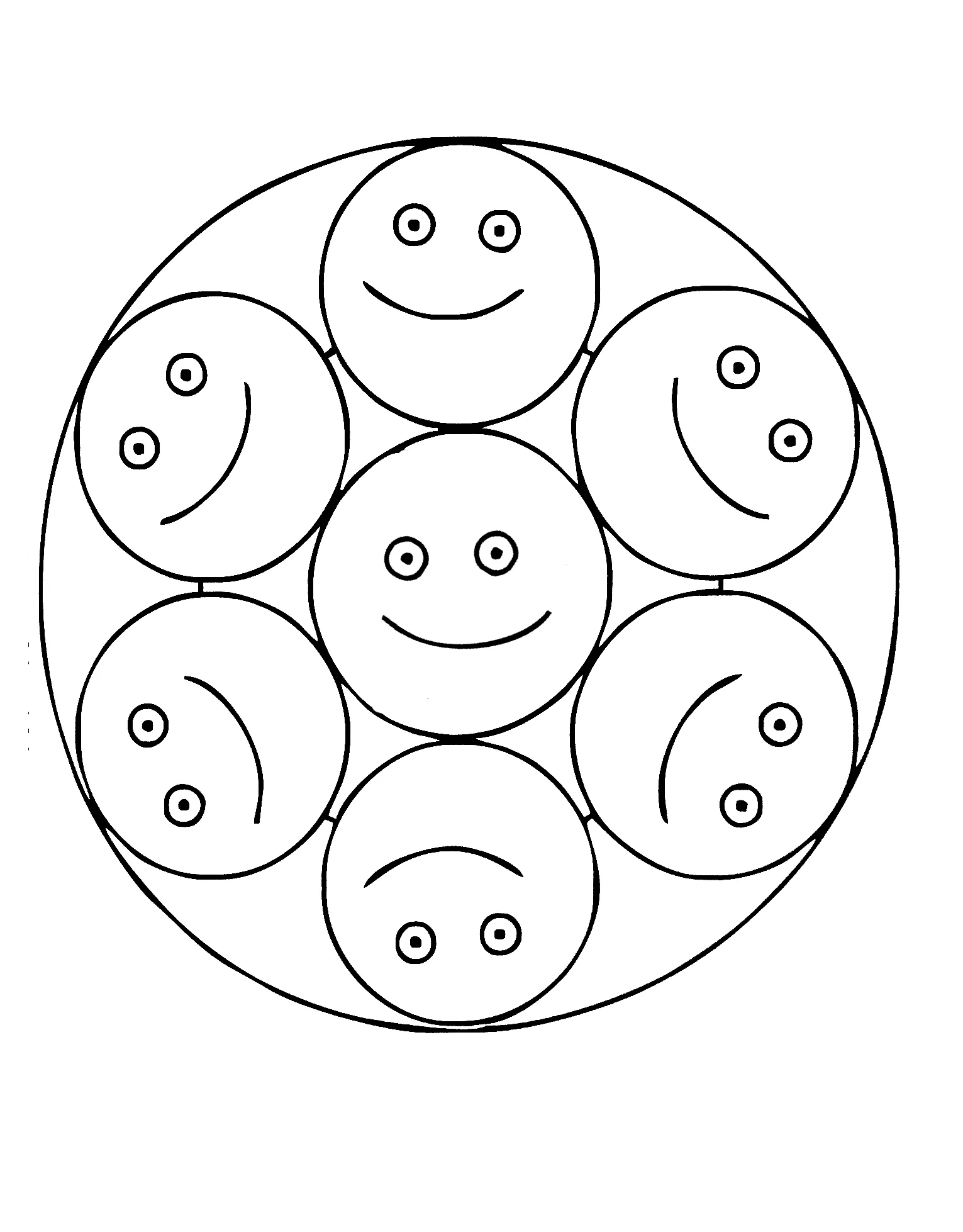 Smileys de mandala (Mandalas de Nível de Dificuldade : Fácil (para crianças))