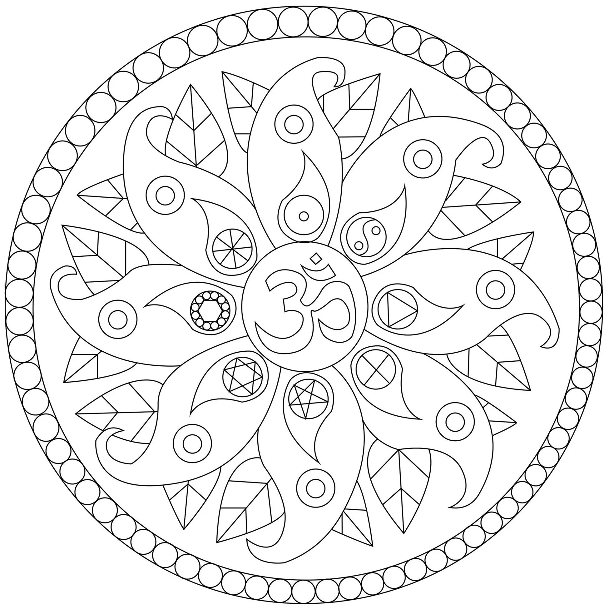 Símbolos de paz (Mandalas de Nível de Dificuldade : Fácil (para crianças))