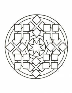 Mandalas quadradas e estrelas (Mandalas de Nível de Dificuldade : Fácil (para crianças))