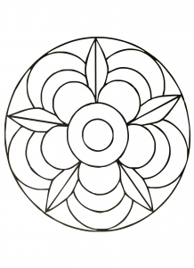 Flor de Mandala (Mandalas de Nível de Dificuldade : Fácil (para crianças))