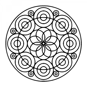 Mandala de círculos e flores (Mandalas de Nível de Dificuldade : Fácil (para crianças))