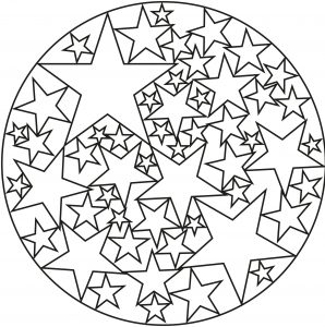 Mandala com estrelas (Mandalas de Nível de Dificuldade : Fácil (para crianças))