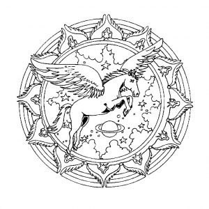 Excelente mandala do cavalo Elai (Mandalas de Nível de Dificuldade : Fácil (para crianças))