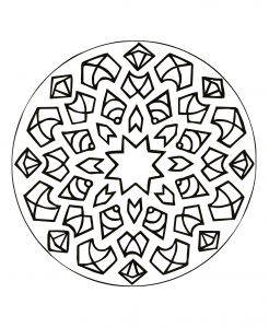 Mandala de explosão de estrelas (Mandalas de Nível de Dificuldade : Fácil (para crianças))