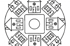 Mandalas maisons (Mandalas de Nível de Dificuldade : Fácil (para crianças))