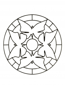 Mandalas papillons (Mandalas de Nível de Dificuldade : Fácil (para crianças))