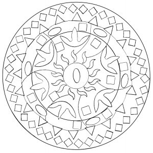 Mandala em várias formas abstractas (Mandalas de Nível de Dificuldade : Fácil (para crianças))