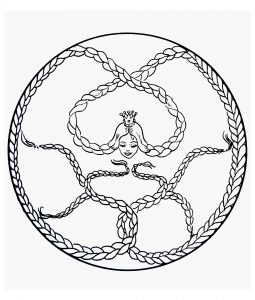 Mandala Raiponce (Mandalas de Nível de Dificuldade : Fácil (para crianças))