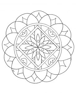 Mandala rosácea (Mandalas de Nível de Dificuldade : Fácil (para crianças))