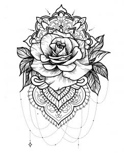 Uma bonita rosa confundida com uma Mandala, uma tatuagem magnífica! (Mandalas temáticas : Desenhos de tatuagem)