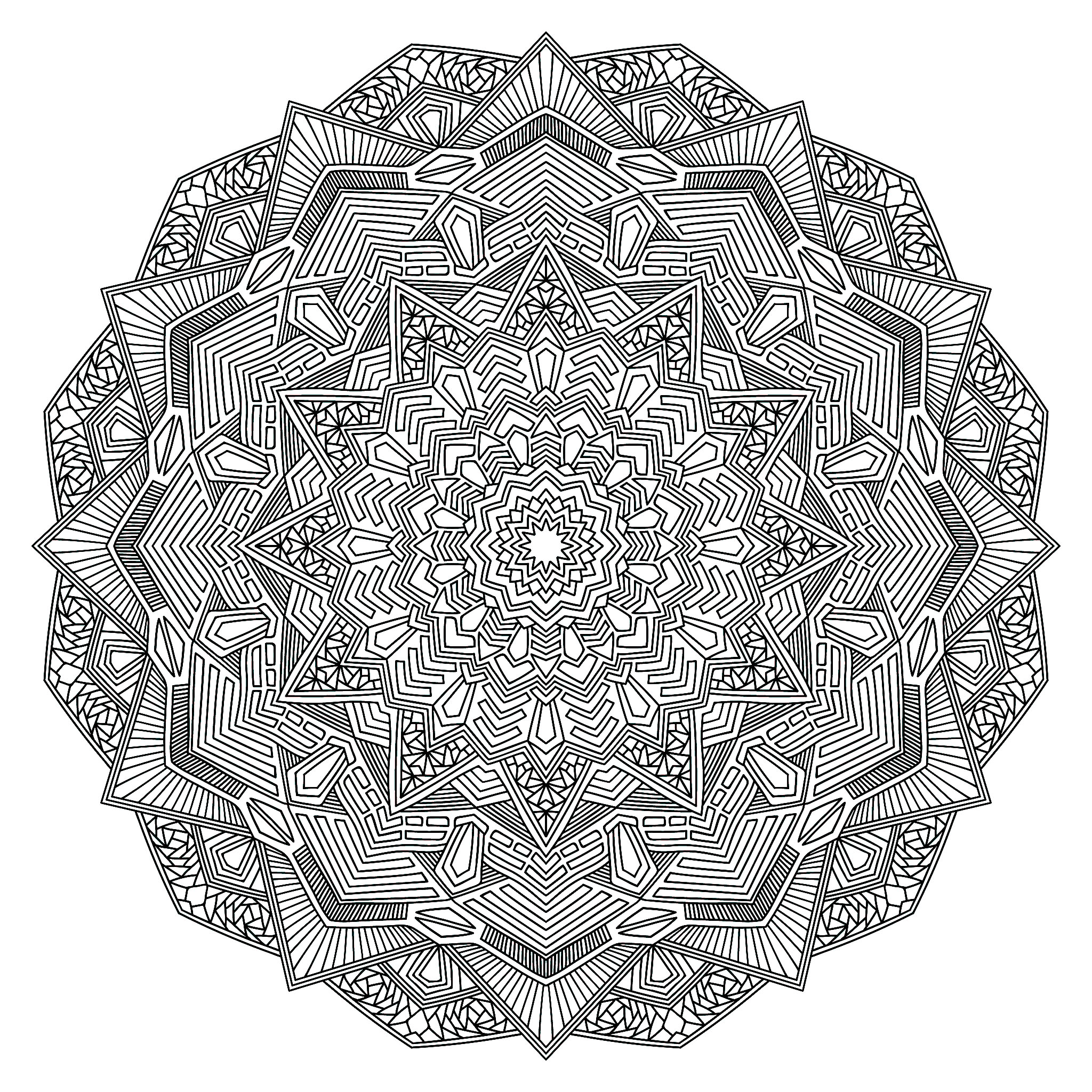 Esta Mandala angular é um verdadeiro desafio! Será capaz de a colorir toda sem a ultrapassar? A escolha das cores é pessoal e deve ser feita de acordo com a vibração do momento. Esta Mandala angular é um verdadeiro desafio! Será capaz de a colorir toda sem a ultrapassar? A escolha das cores é pessoal e deve ser feita de acordo com a vibração do momento.
