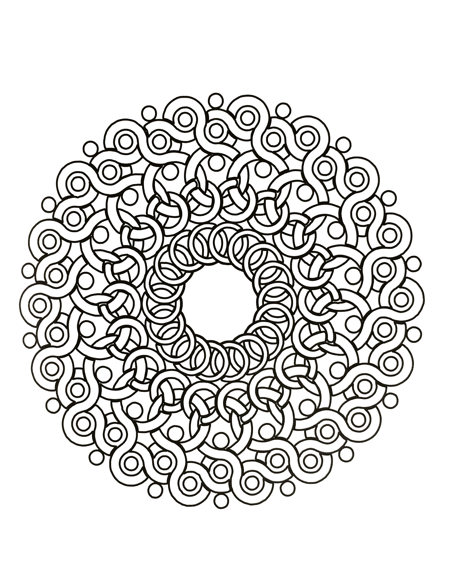 Uma mandala com formas que lembram as silvas para os profissionais! Dezenas e dezenas de pequenas zonas à espera de umas cores escolhidas com gosto.