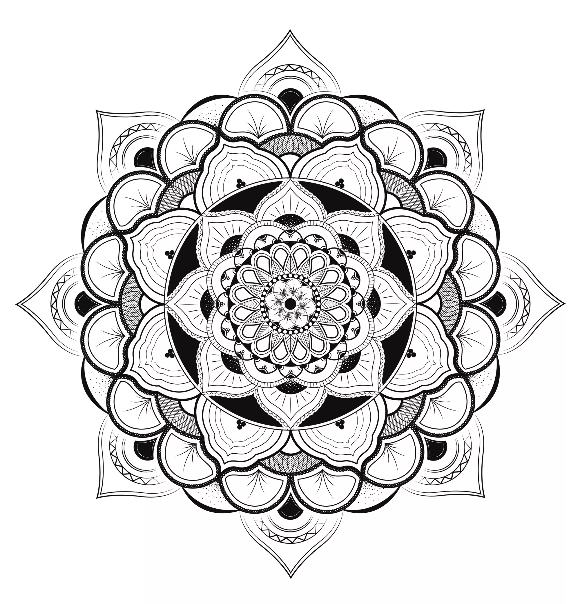 Mandala harmoniosa exclusiva (Mandalas de Nível de Dificuldade : Muito difícil)