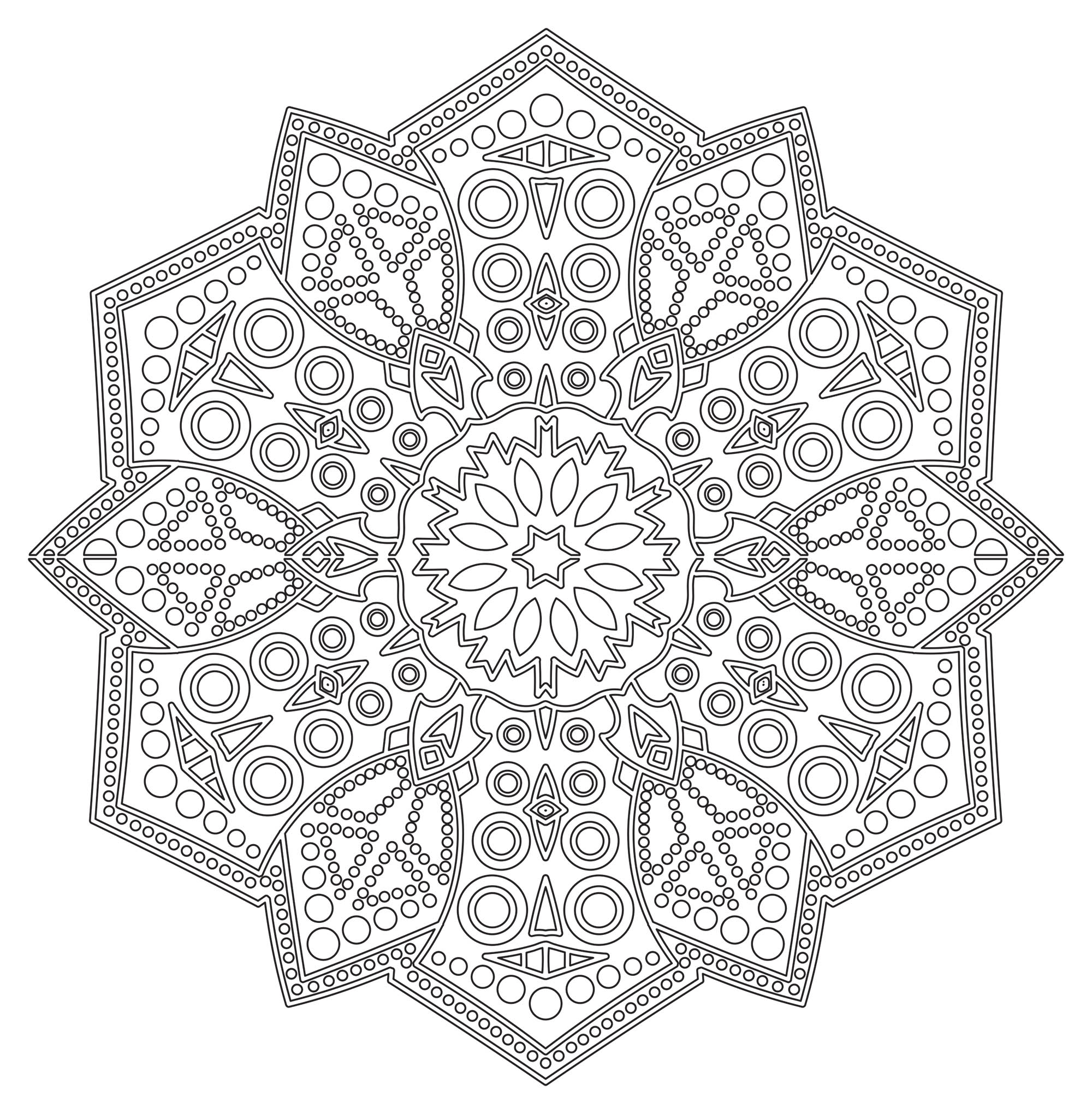 Prepare pontas de feltro e lápis muito finos, porque esta Mandala 'rendada' requer um trabalho meticuloso, preciso e exigente para obter um resultado de qualidade.