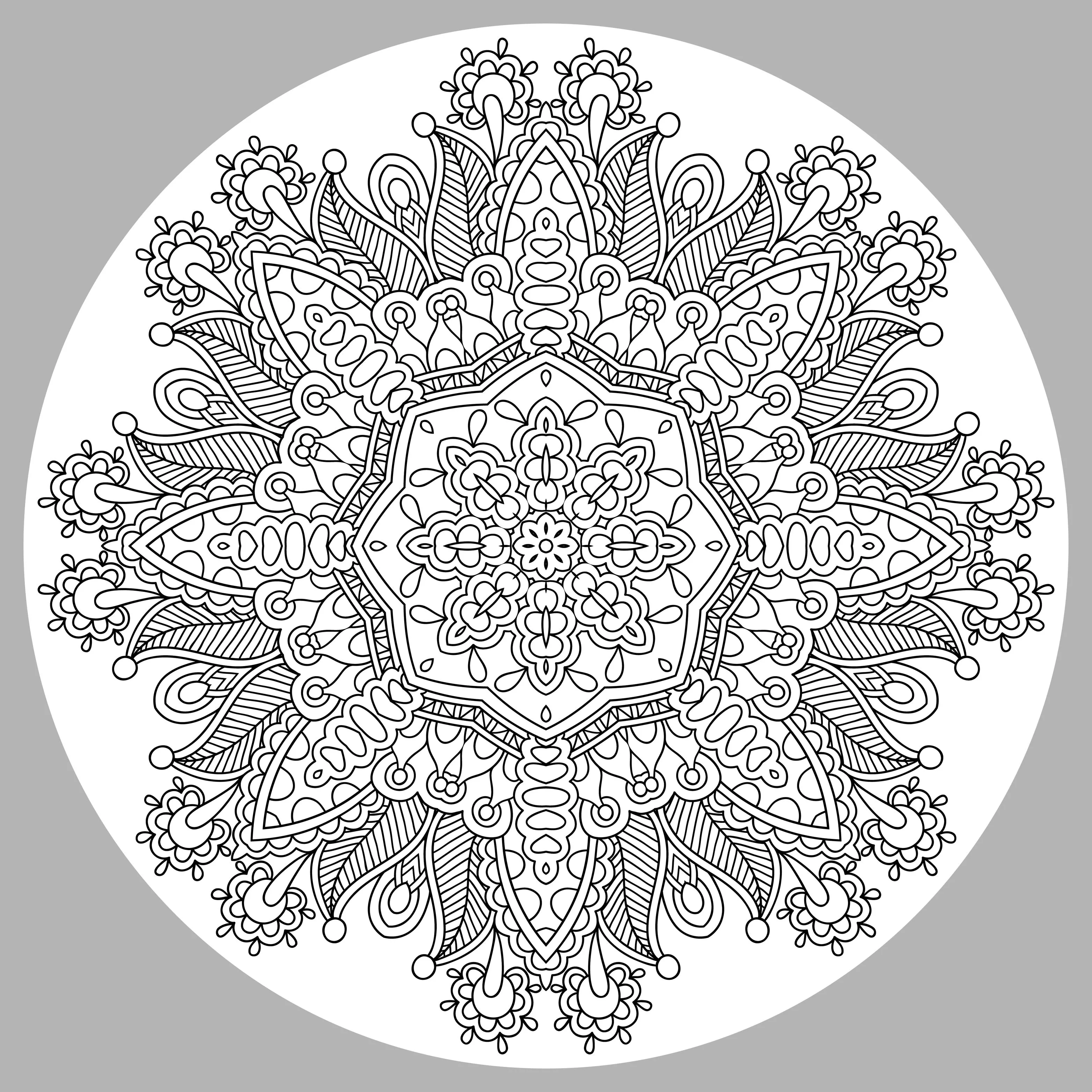 Mandala complexa com uma (Mandalas de Nível de Dificuldade : Muito difícil)