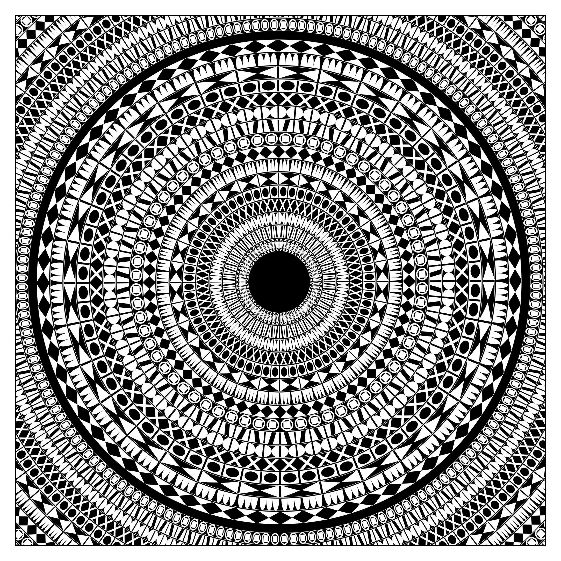 Uma mandala hipnotizante (Mandalas de Nível de Dificuldade : Muito difícil)
