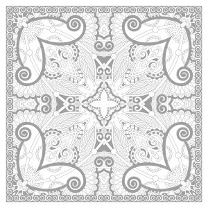 Uma mandala quadrada magnífica e muito complexa (Mandalas de Nível de Dificuldade : Muito difícil)