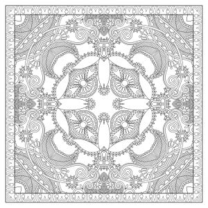 Mandala quadrada muito fina (Mandalas de Nível de Dificuldade : Muito difícil)