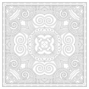 Joli mandala carré (Mandalas de Nível de Dificuldade : Muito difícil)