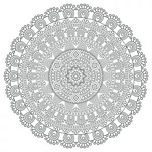 Mandala anti-stress muito detalhada (Mandalas de Nível de Dificuldade : Muito difícil)