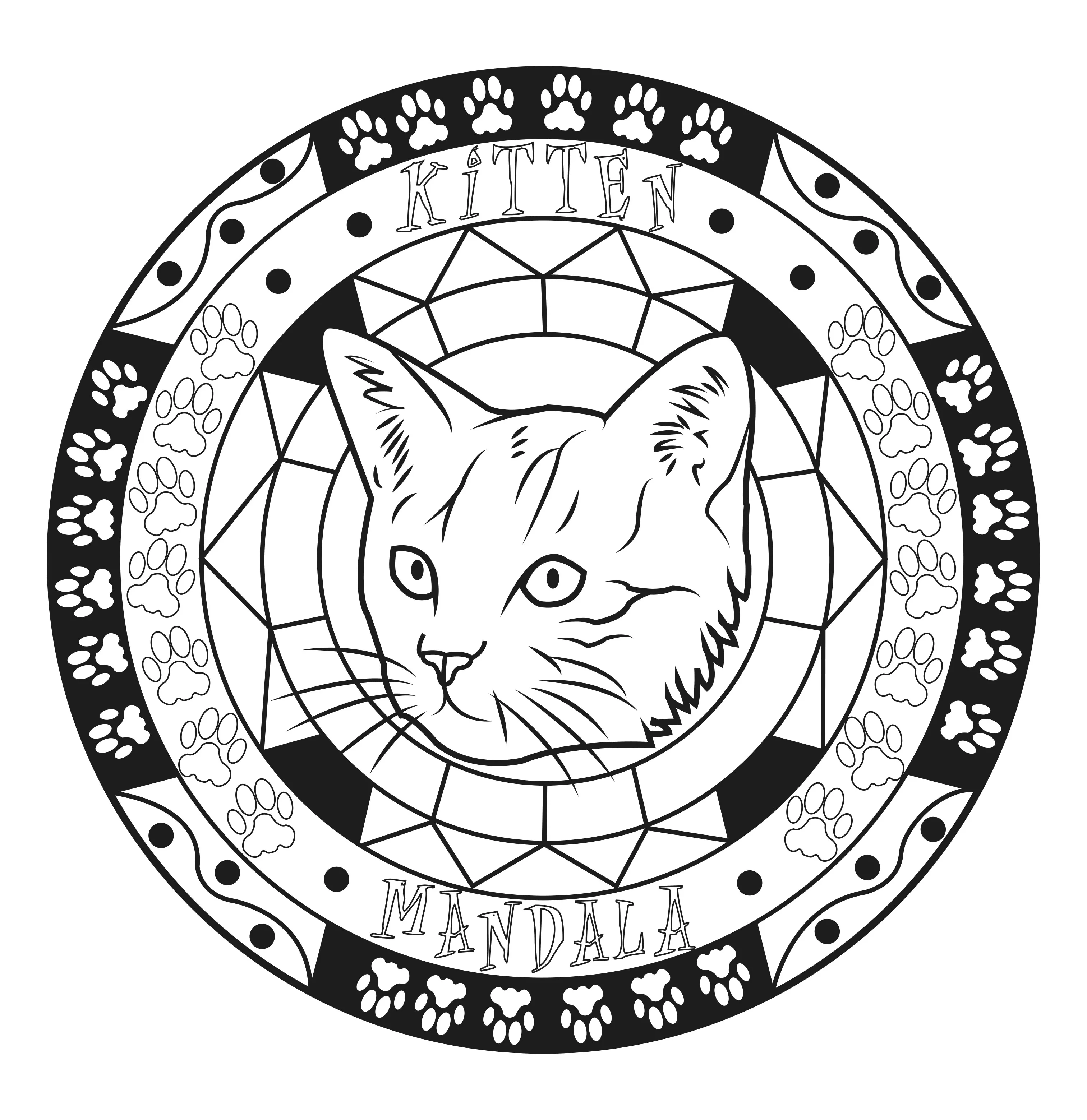 Mandala gato adulto (Mandalas de Nível de Dificuldade : Normal)