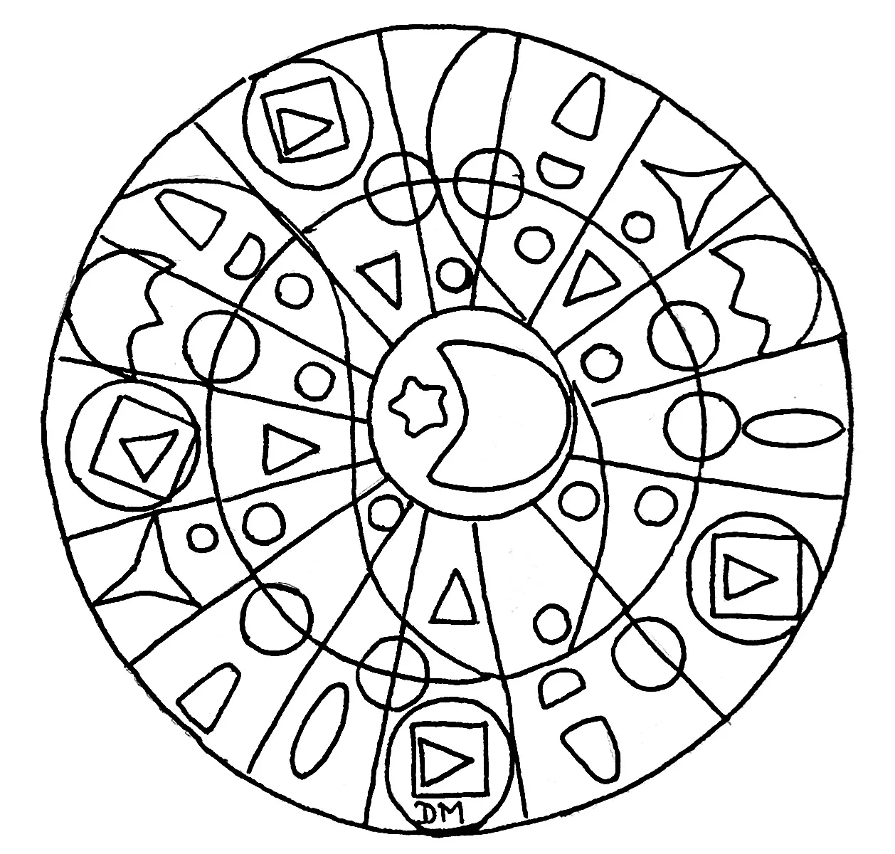 Mandala com formas simples (Mandalas de Nível de Dificuldade : Normal)