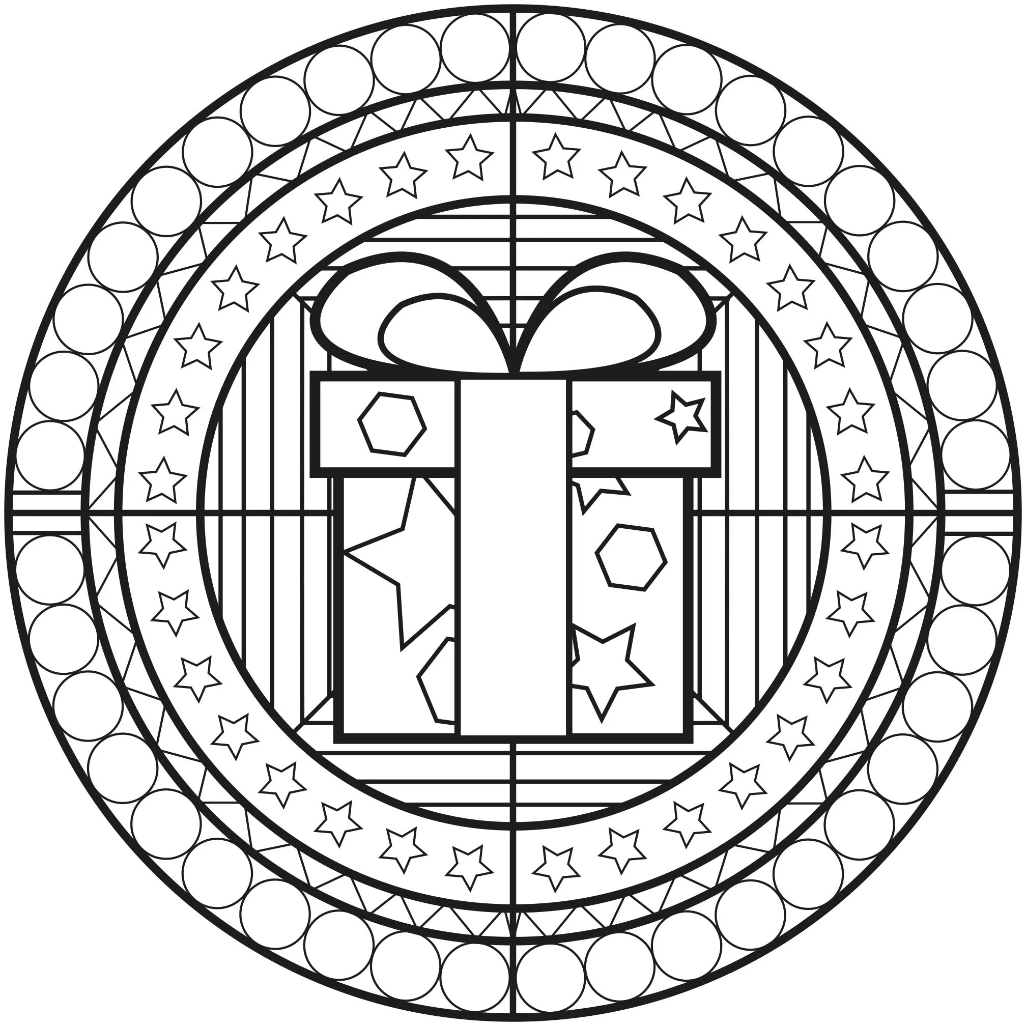 Prenda de Natal em forma de mandala (Mandalas de Nível de Dificuldade : Normal)