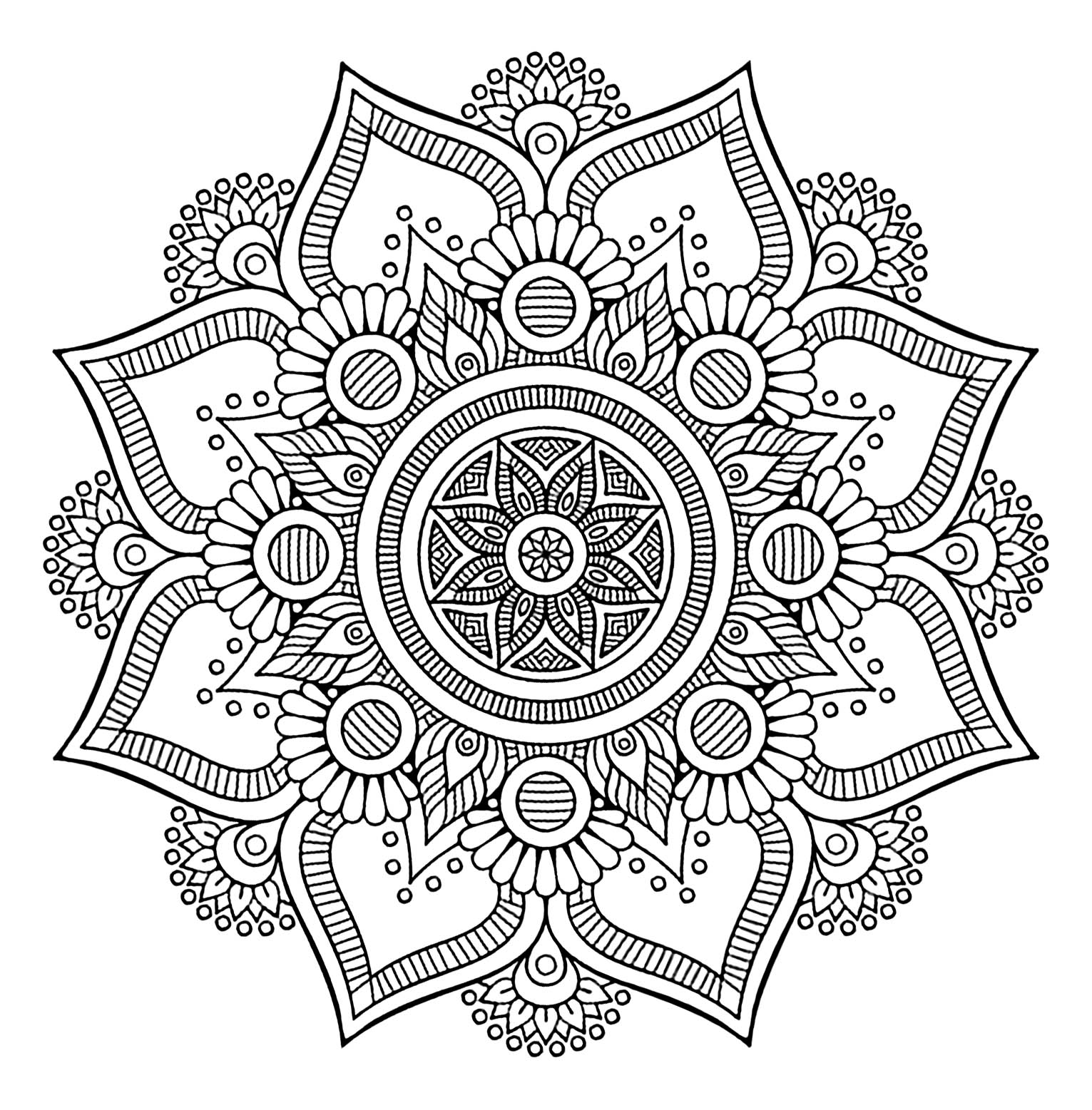 Flores e pétalas (Mandalas de Nível de Dificuldade : Normal)