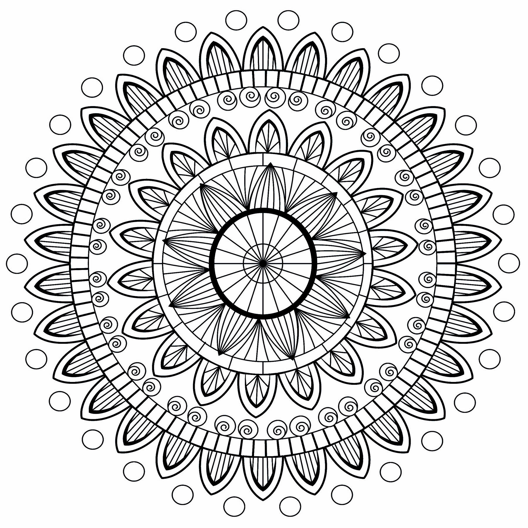 Mandala com pétalas abstractas (Mandalas de Nível de Dificuldade : Normal)