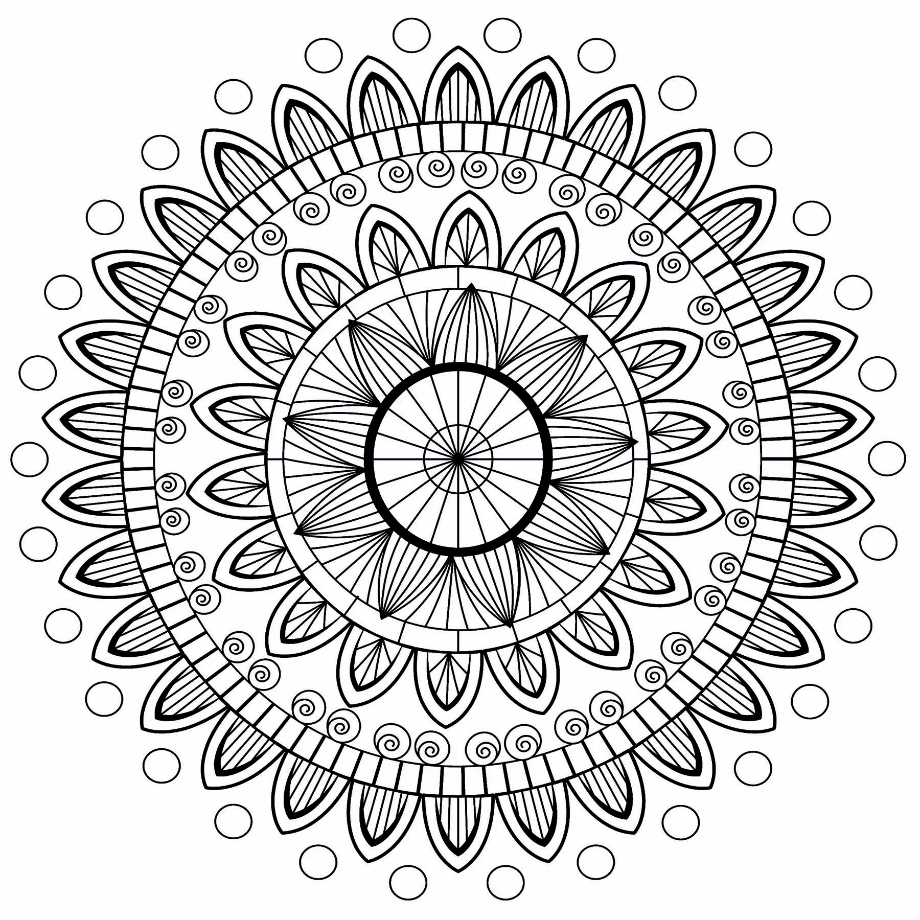 Mandala com pétalas abstractas (Mandalas de Nível de Dificuldade : Normal)
