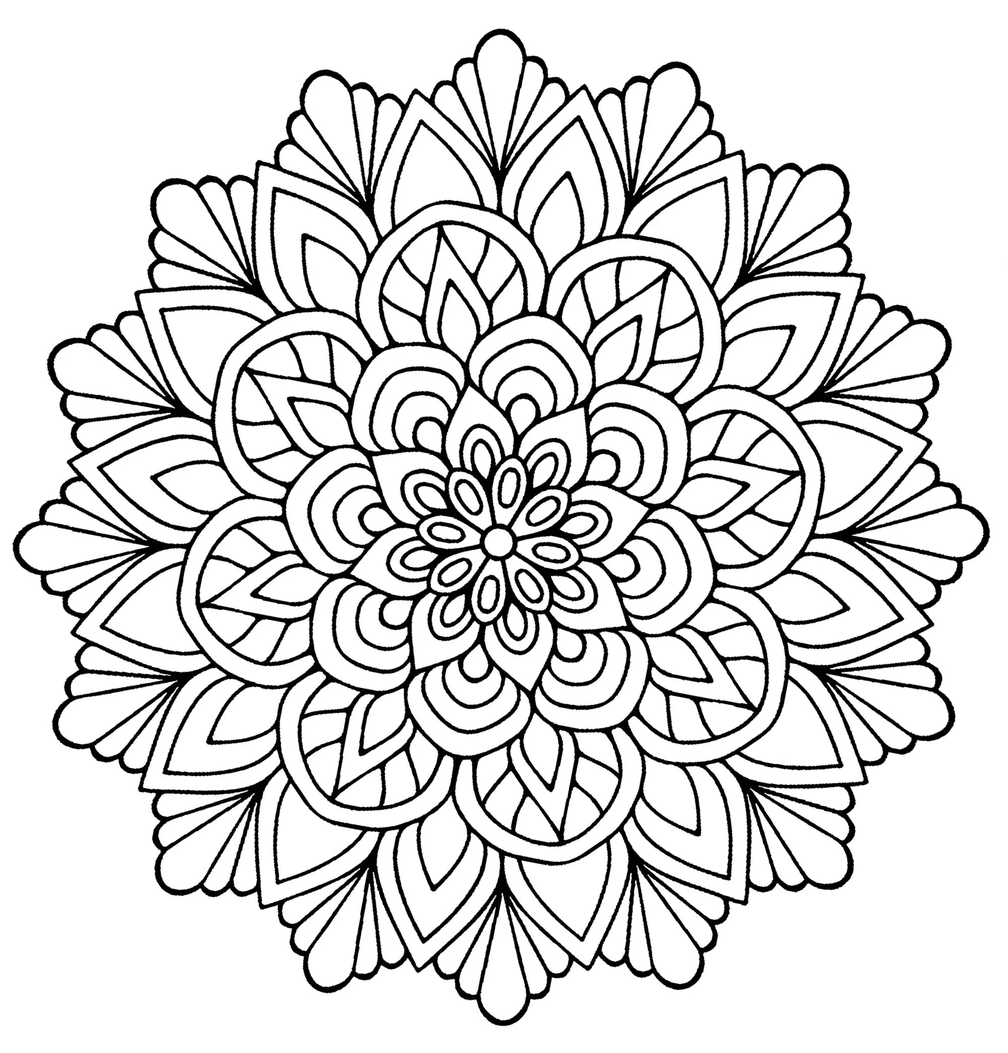 Mandala fácil com folhas (Mandalas de Nível de Dificuldade : Normal)