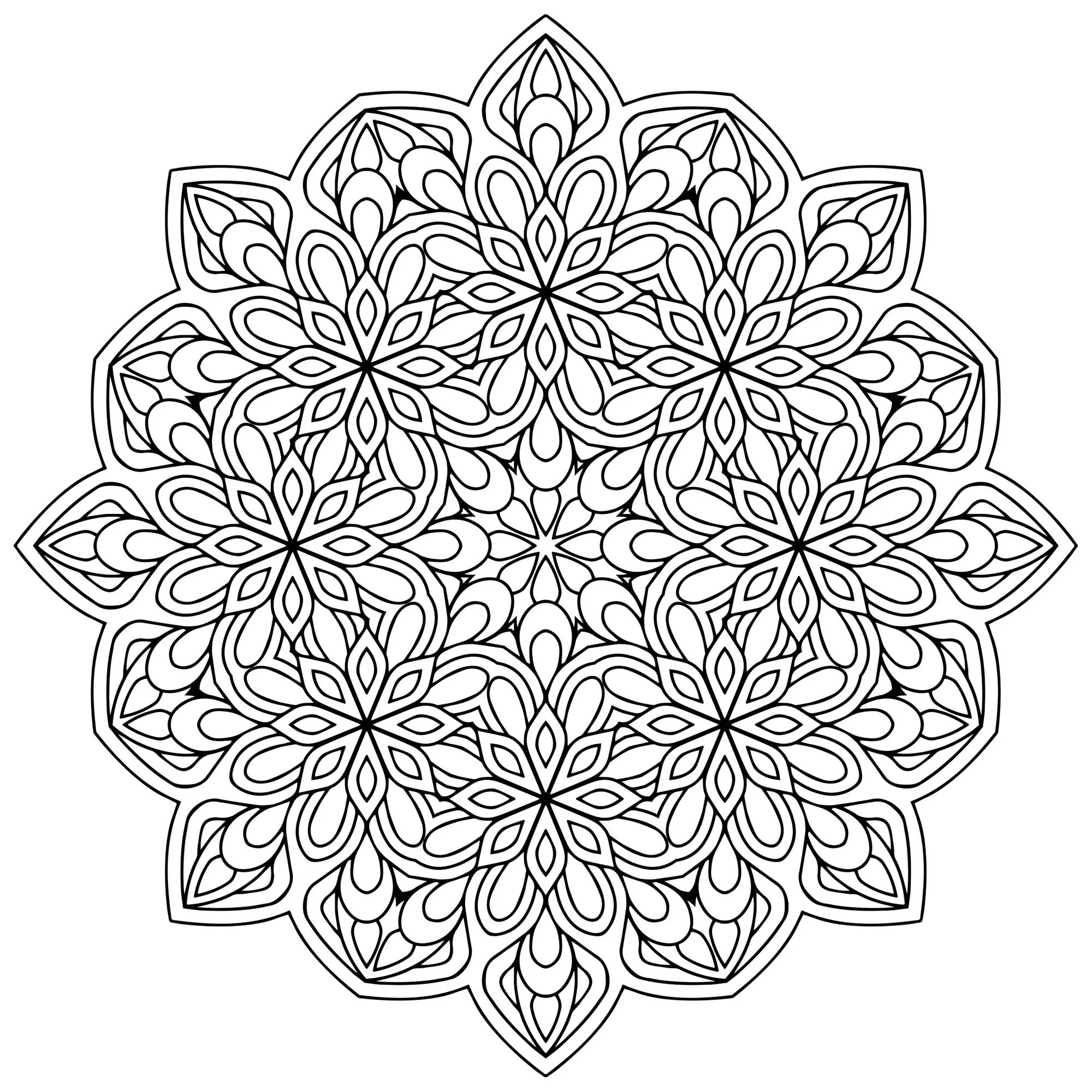 Mandala de flores anti-stress (Mandalas de Nível de Dificuldade : Normal)