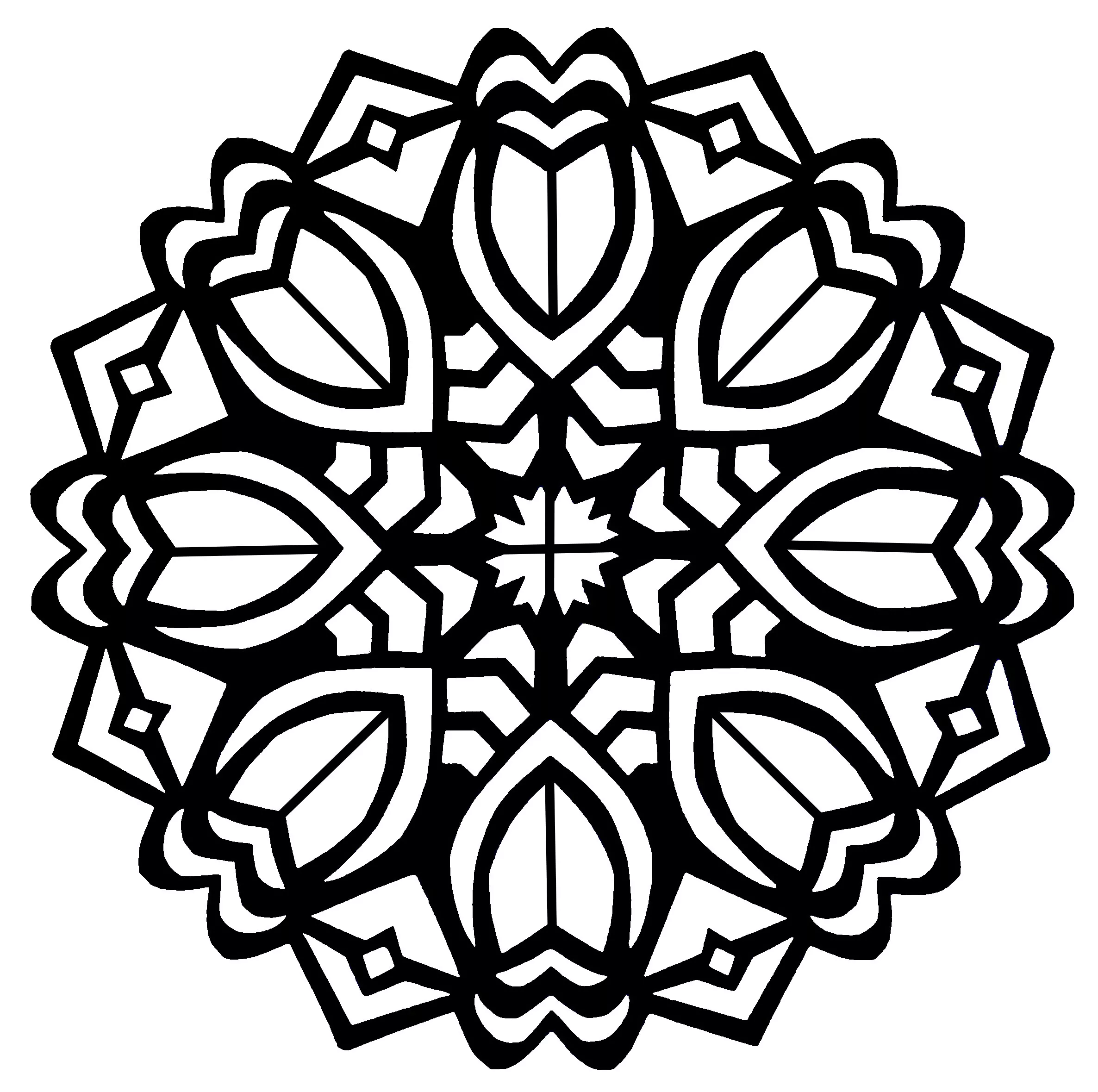 Flores-Arte-Deco-em-uma-Mandala (Mandalas de Nível de Dificuldade : Normal)