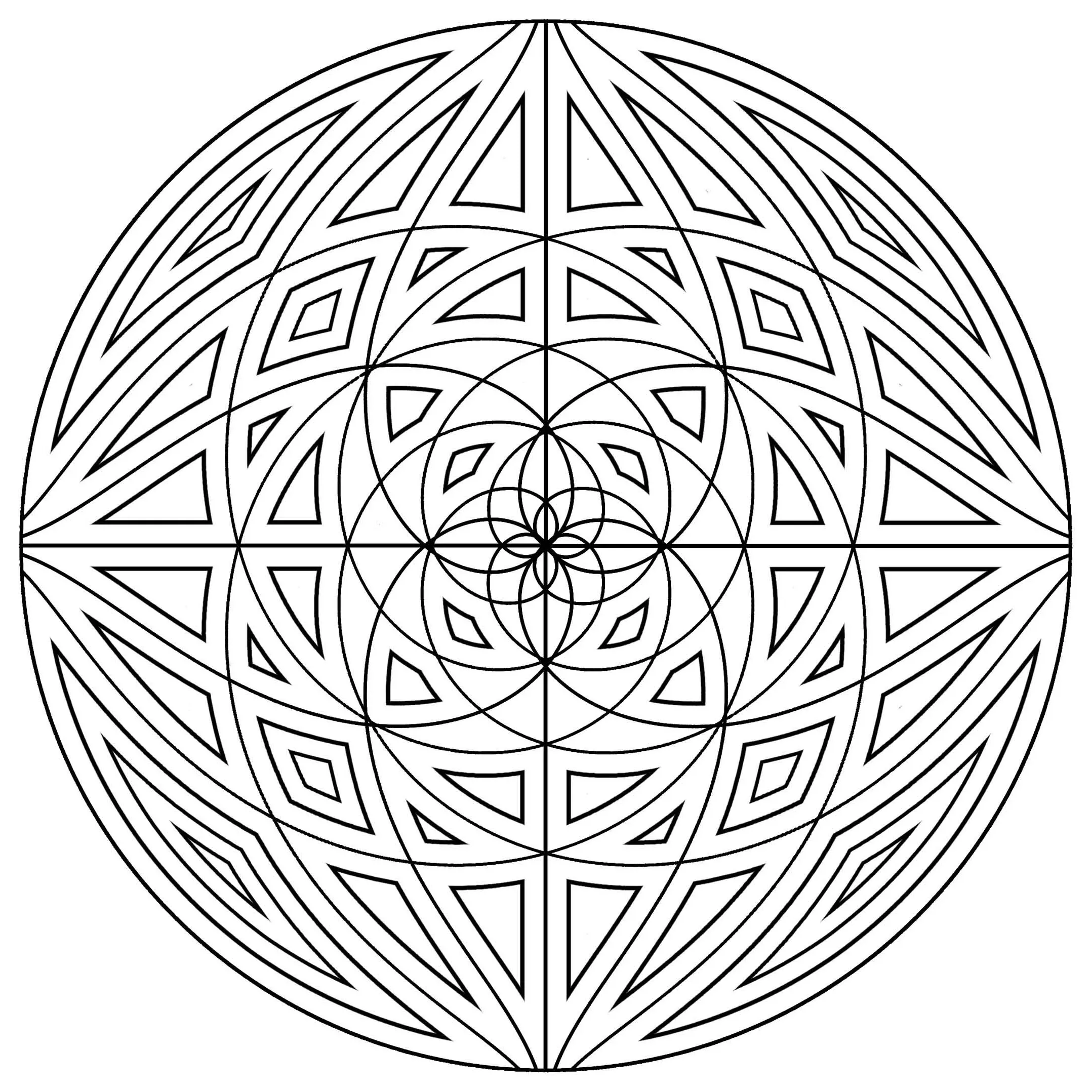 Mandala-com-linhas-concêntricas (Mandalas de Nível de Dificuldade : Normal)