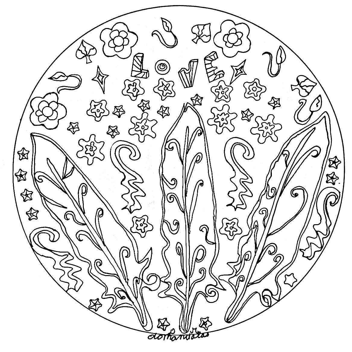Mandala com penas (Mandalas de Nível de Dificuldade : Normal)