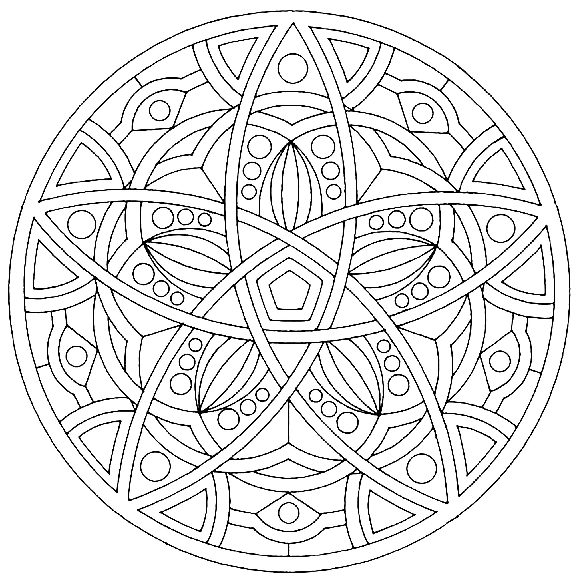 Uma mandala muito harmoniosa e regular (Mandalas de Nível de Dificuldade : Normal)