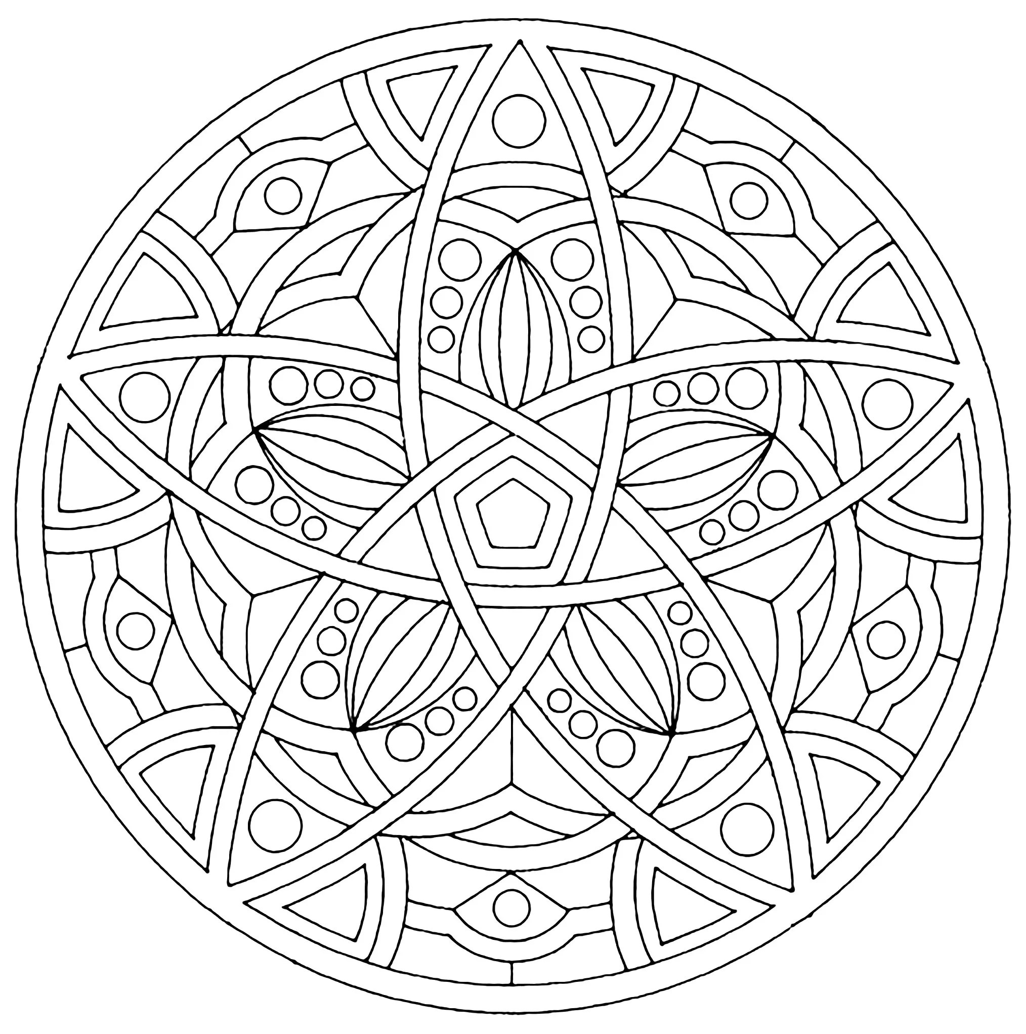 Uma mandala muito harmoniosa e regular (Mandalas de Nível de Dificuldade : Normal)