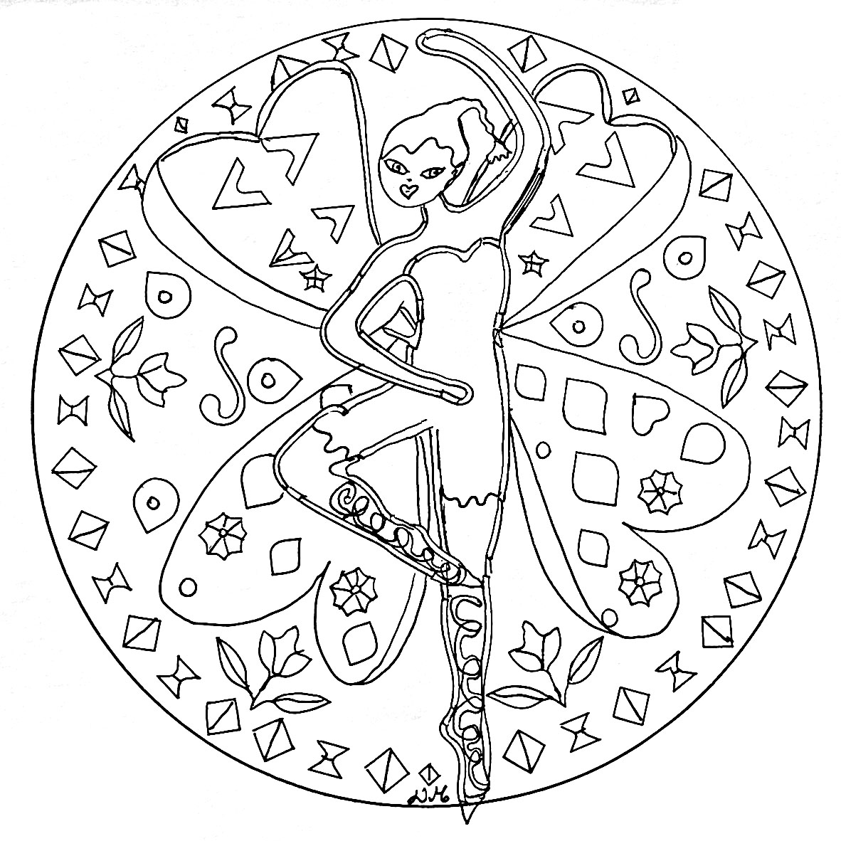 Mandala de fadas dançarinas (Mandalas de Nível de Dificuldade : Normal) Mandala de fadas dançarinas (Mandalas de Nível de Dificuldade : Normal)