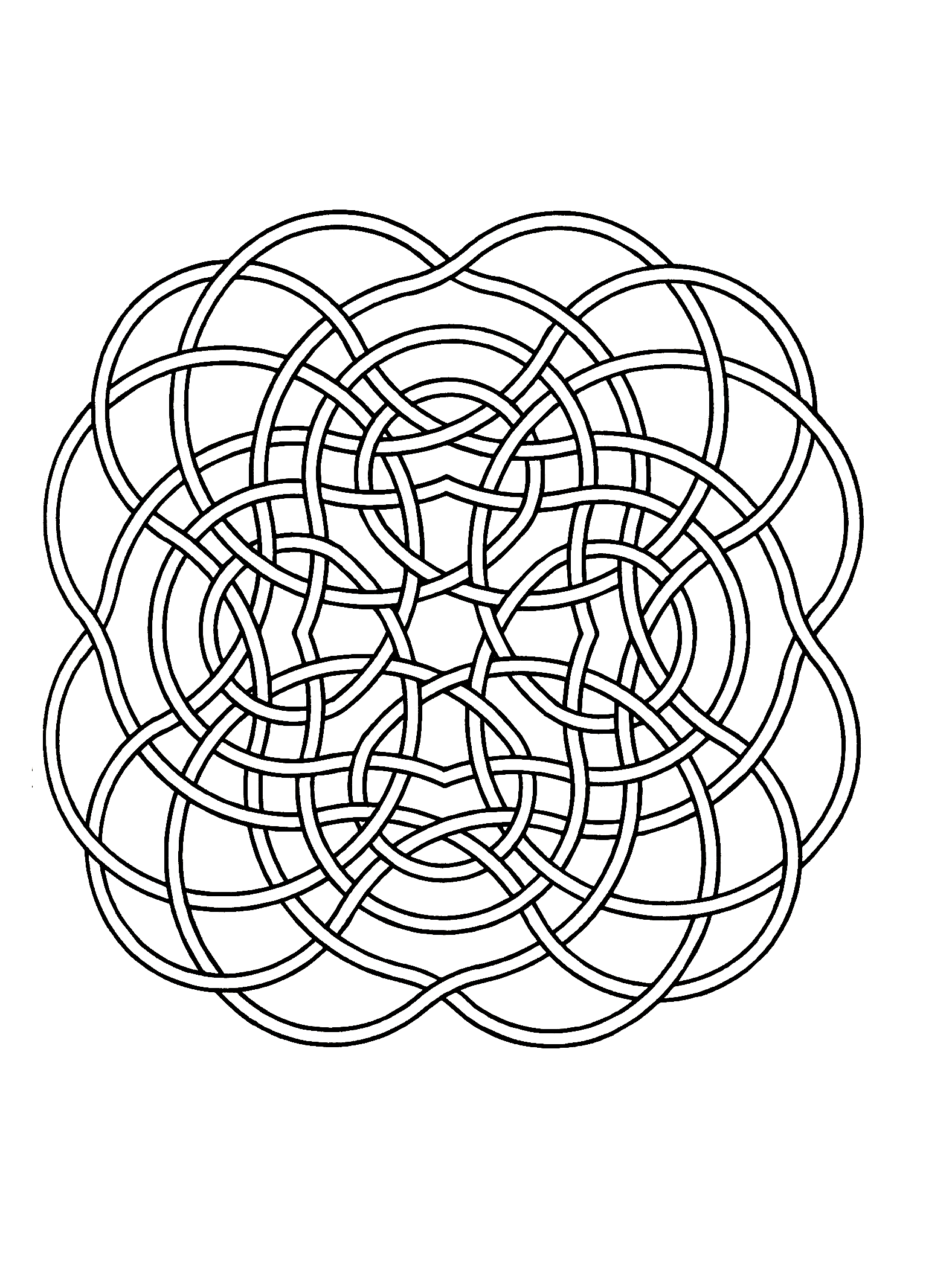 Mandala-a-colorier-gratuit-rubans-meles (Mandalas de Nível de Dificuldade : Normal)