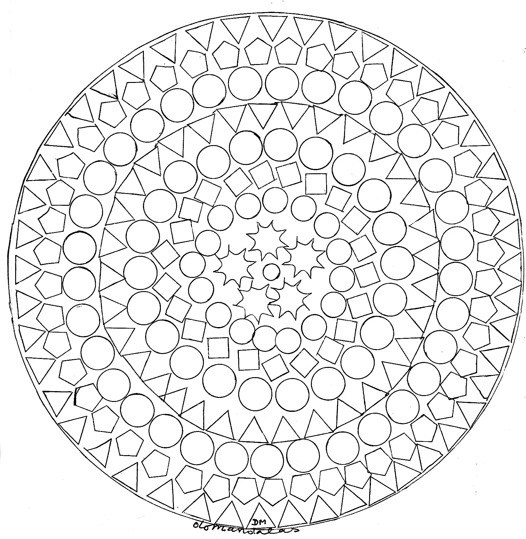 Figuras geométricas mandala (Mandalas de Nível de Dificuldade : Normal)