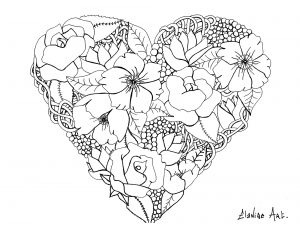 Mandala de coração de flores