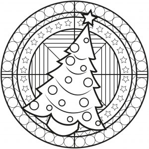 Árvore de Natal mandala (Mandalas de Nível de Dificuldade : Normal)