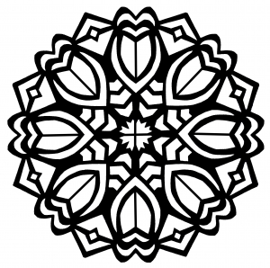 Flores-Arte-Deco-em-uma-Mandala (Mandalas de Nível de Dificuldade : Normal)