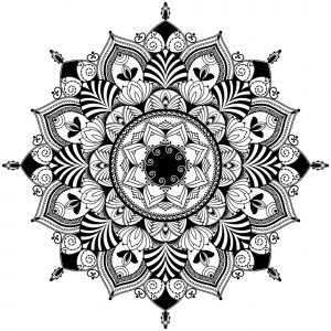 Elementos de mandala a preto e branco (Mandalas de Nível de Dificuldade : Normal)